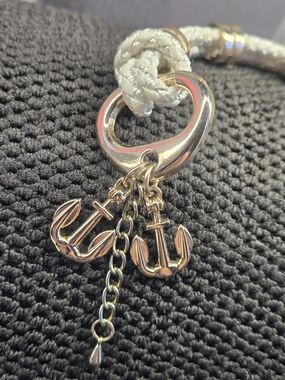 Nautical Anchor Charm Key & Card Holder - Gold and White